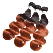 Load image into Gallery viewer, Luxury Peruvian #1b/350 Copper Red Body Wave Virgin Human Hair Extensions 10A