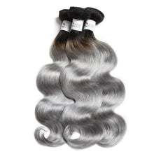 Load image into Gallery viewer, Luxury 100g Peruvian Human Hair Extensions #1b/Grey Silver Gray Ombre Body Wave