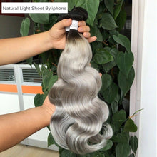 Load image into Gallery viewer, Luxury 100g Peruvian Human Hair Extensions #1b/Grey Silver Gray Ombre Body Wave