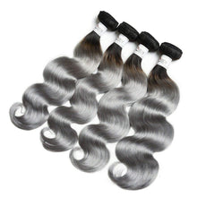 Load image into Gallery viewer, Luxury 100g Peruvian Human Hair Extensions #1b/Grey Silver Gray Ombre Body Wave