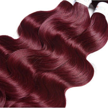 Load image into Gallery viewer, Luxury Peruvian Burgundy Red #99J Body Wave Virgin Human Hair Extensions 10A
