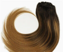 Load image into Gallery viewer, Luxury 100g Weft Human Hair Extensions #2/6 Balayage Ombre Dark Brown Straight