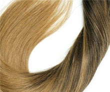 Load image into Gallery viewer, Luxury 100g Weft Human Hair Extensions #2/6 Balayage Ombre Dark Brown Straight