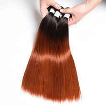 Load image into Gallery viewer, Luxury Peruvian #1b/350 Copper Red Straight Human Virgin Hair Extensions 10A