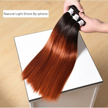 Load image into Gallery viewer, Luxury Peruvian #1b/350 Copper Red Straight Human Virgin Hair Extensions 10A