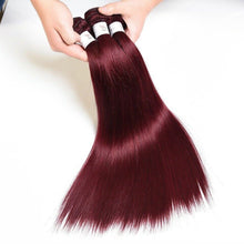 Load image into Gallery viewer, Luxury Peruvian Burgundy Red #99J Silky Straight Human Hair Extensions 10A