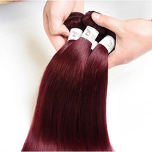 Load image into Gallery viewer, Luxury Peruvian Burgundy Red #99J Silky Straight Human Hair Extensions 10A