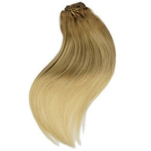 Load image into Gallery viewer, Luxury Clip In Human Hair Extensions #8/60 Balayage Ombre Remy 7pcs 120g