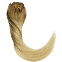 Load image into Gallery viewer, Luxury Clip In Human Hair Extensions #8/60 Balayage Ombre Remy 7pcs 120g