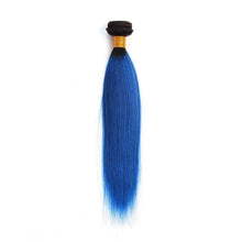 Load image into Gallery viewer, Luxury Dark Roots Blue Straight Peruvian Ombre Virgin Human Hair Extensions