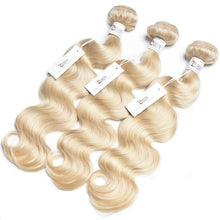 Load image into Gallery viewer, Luxury Russian #613 Bleach Blonde Body Wave Human Hair Extensions 10A Wavy