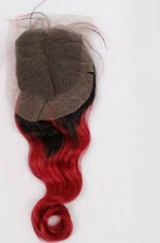 Load image into Gallery viewer, Luxury Loose Wave Peruvian Burgundy #99J Dark Roots Ombre Virgin Hair + Closure