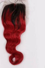 Load image into Gallery viewer, Luxury Loose Wave Peruvian Burgundy #99J Dark Roots Ombre Virgin Hair + Closure