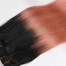 Load image into Gallery viewer, Luxury Peruvian Pink Rose Gold Ombre Straight Virgin Human Hair Extensions