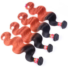 Load image into Gallery viewer, Luxury Body Wave Orange Red #350 Ombre Brazilian Virgin Human Hair Extensions