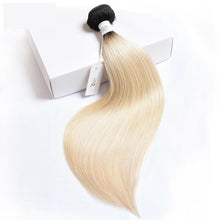 Load image into Gallery viewer, Luxury Russian #1b/613 Ombre Bleach Blonde Straight Human Hair Extensions 10A
