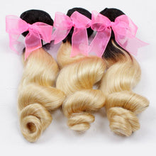 Load image into Gallery viewer, Luxury Loose Wave Peruvian Blonde Dark Roots Ombre Virgin Human Hair + Closure