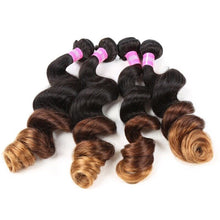 Load image into Gallery viewer, Luxury Loose Wave Peruvian Ombre #1B/4/30 Virgin Human Hair Extensions Weave 7A