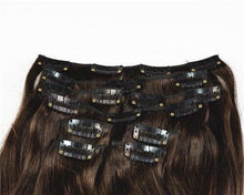 Load image into Gallery viewer, Luxury Clip In Human Hair Extensions #2/27 Balayage Remy Straight 7pcs 120g