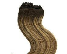 Load image into Gallery viewer, Luxury Clip In Human Hair Extensions #2/27 Balayage Remy Straight 7pcs 120g