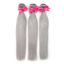 Load image into Gallery viewer, Luxury Straight Peruvian Pure Grey Virgin Human Hair Extensions Weave Weft 7A