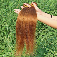 Load image into Gallery viewer, Luxury Silky Straight Brazilian Auburn #30 Virgin Human Hair Extensions 7A Weave