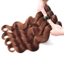 Load image into Gallery viewer, Luxury Body Wave Medium Chocolate Brown #4 Brazilian Virgin Human Hair Extensions