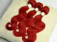 Load image into Gallery viewer, Luxury Body Wave Peruvian Hot Bright Red Remy Human Hair Weave Weft Extensions