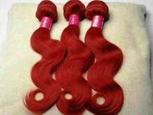 Load image into Gallery viewer, Luxury Body Wave Peruvian Hot Bright Red Remy Human Hair Weave Weft Extensions