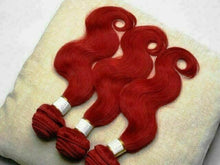 Load image into Gallery viewer, Luxury Body Wave Peruvian Hot Bright Red Remy Human Hair Weave Weft Extensions