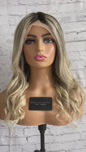 Load and play video in Gallery viewer, SALE READY TO SHIP Luxury 16" 180% Lace Front Ash Blonde Balayage Wig