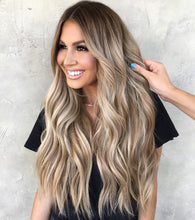 Load image into Gallery viewer, Luxury Warm Ash Blonde Balayage 100% Human Hair Swiss 13x4 Lace Front Glueless Wig Wavy U-Part, 360 or Full Lace Upgrade Available