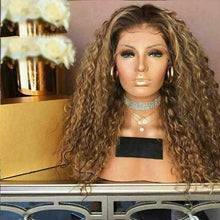 Load image into Gallery viewer, Luxury Curly Wavy Ash Honey Golden Blonde 100% Human Hair Swiss 13x4 Lace Front Glueless Wig U-Part, 360 or Full Lace Upgrade Available