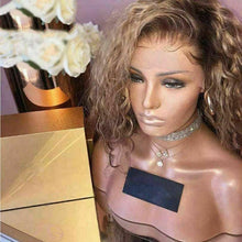 Load image into Gallery viewer, Luxury Curly Wavy Ash Honey Golden Blonde 100% Human Hair Swiss 13x4 Lace Front Glueless Wig U-Part, 360 or Full Lace Upgrade Available
