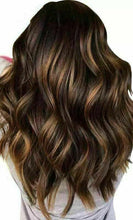 Load image into Gallery viewer, Luxury Dark Brown Balayage Highlight 100% Human Hair Swiss 13x4 Lace Front Glueless Wig  Blonde U-Part, 360 or Full Lace Upgrade Available