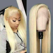Load image into Gallery viewer, Luxury Platinum Blonde #613 Human Hair Swiss 13x4 Lace Front Glueless Wig Human Straight U-Part, 360 or Full Lace Upgrade Available