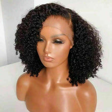 Load image into Gallery viewer, Luxury Remy Kinky Curly Black 100% Human Hair Swiss 13x4 Lace Front Glueless Wig #1B U-Part, 360 or Full Lace Upgrade Available
