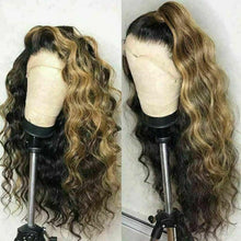 Load image into Gallery viewer, Luxury Curly Wavy Ash Honey Golden Blonde 100% Human Hair Swiss 13x4 Lace Front Glueless Wig U-Part, 360 or Full Lace Upgrade Available