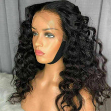 Load image into Gallery viewer, Luxury Remy Wavy Loose Deep Wave Black #1B Black 100% Human Hair Swiss 13x4 Lace Front Glueless Wig U-Part, 360 or Full Lace Upgrade Available