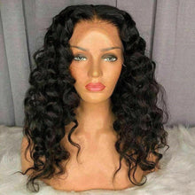 Load image into Gallery viewer, Luxury Remy Wavy Loose Deep Wave Black #1B Black 100% Human Hair Swiss 13x4 Lace Front Glueless Wig U-Part, 360 or Full Lace Upgrade Available