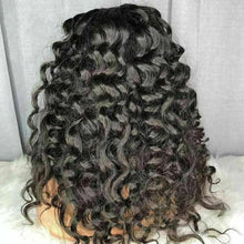 Load image into Gallery viewer, Luxury Remy Wavy Loose Deep Wave Black #1B Black 100% Human Hair Swiss 13x4 Lace Front Glueless Wig U-Part, 360 or Full Lace Upgrade Available
