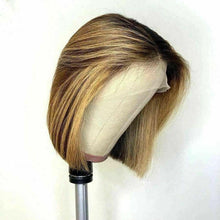 Load image into Gallery viewer, Luxury Remy Bob Ombre 100% Human Hair Swiss 13x4 Lace Front Glueless Wig Ash Blonde Balayage Highlight U-Part, 360 or Full Lace Upgrade Available