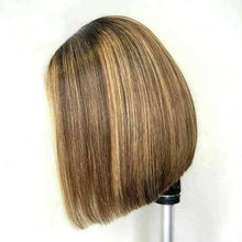 Load image into Gallery viewer, Luxury Remy Bob Ombre 100% Human Hair Swiss 13x4 Lace Front Glueless Wig Ash Blonde Balayage Highlight U-Part, 360 or Full Lace Upgrade Available