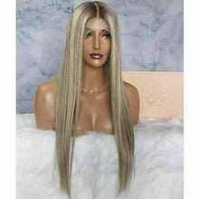 Load image into Gallery viewer, Luxury Ash Blonde Ombre 100% Human Hair Swiss 13x4 Lace Front Glueless Wig  Balayage Highlight U-Part, 360 or Full Lace Upgrade Available