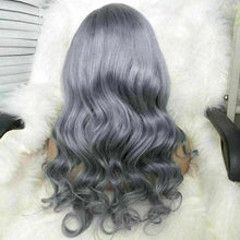 Load image into Gallery viewer, Luxury Ombre Dark Grey Gray Violet Body Wave 100% Human Hair Swiss 13x4 Lace Front Glueless Wig Colouful U-Part or Full Lace Upgrade Available