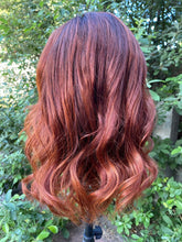 Load image into Gallery viewer, Luxury Auburn Brown Balayage Highlight 100% Human Hair Swiss 13x4 Lace Front Glueless Wig U-Part, 360 or Full Lace Upgrade Available