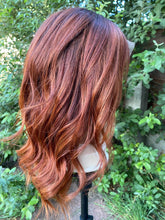 Load image into Gallery viewer, Luxury Auburn Brown Balayage Highlight 100% Human Hair Swiss 13x4 Lace Front Glueless Wig U-Part, 360 or Full Lace Upgrade Available