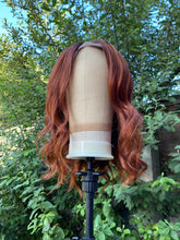 Load image into Gallery viewer, Luxury Auburn Brown Balayage Highlight 100% Human Hair Swiss 13x4 Lace Front Glueless Wig U-Part, 360 or Full Lace Upgrade Available