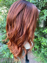 Load image into Gallery viewer, Luxury Auburn Brown Balayage Highlight 100% Human Hair Swiss 13x4 Lace Front Glueless Wig U-Part, 360 or Full Lace Upgrade Available