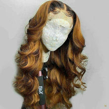 Load image into Gallery viewer, Luxury Auburn Wavy Ombre 100% Human Hair Swiss 13x4 Lace Front Glueless Wig Brown Ash Blonde U-Part, 360 or Full Lace Upgrade Available